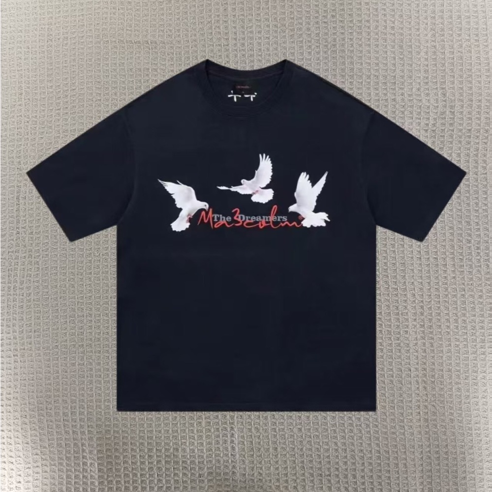 Men's Black Graphic Tee with Dove Design